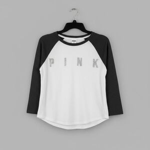 PINK Victoria’s Secret Rhinestone Logo Raglan Tee M